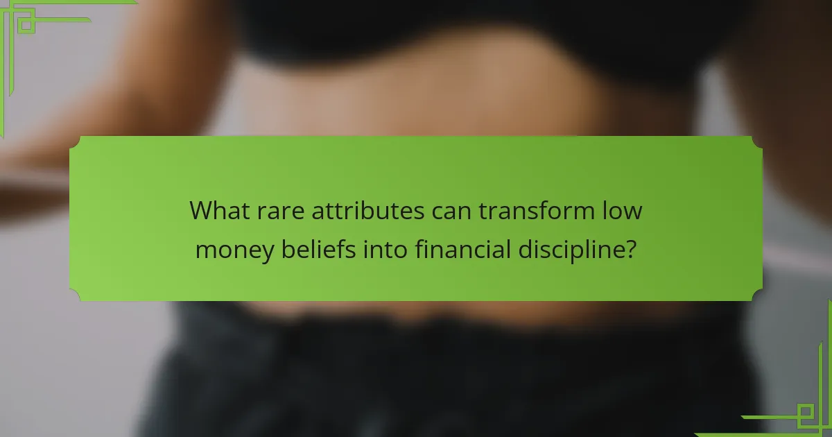 What rare attributes can transform low money beliefs into financial discipline?