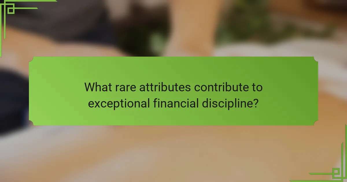 What Rare Attributes Contribute to Exceptional Financial Discipline?
