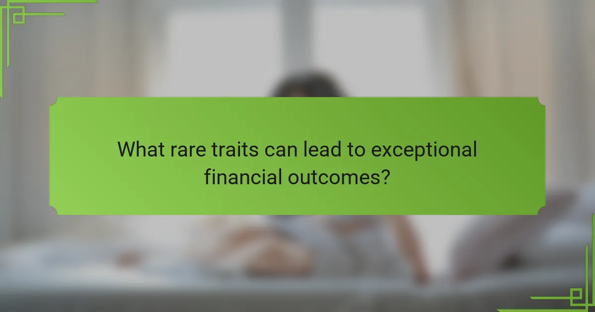 What rare traits can lead to exceptional financial outcomes?