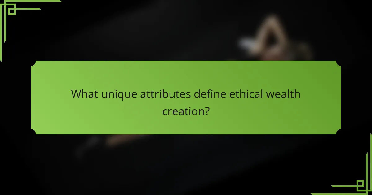 What unique attributes define ethical wealth creation?