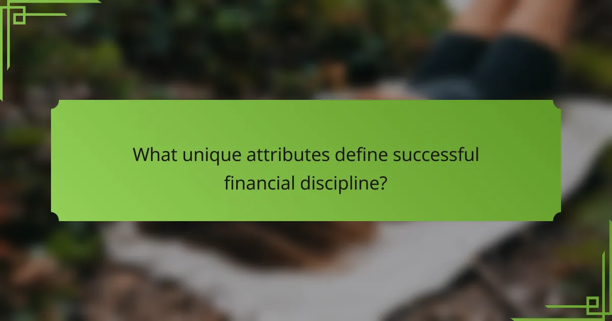 What unique attributes define successful financial discipline?