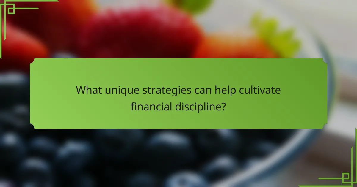 What unique strategies can help cultivate financial discipline?