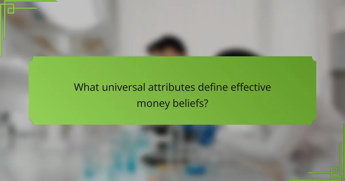 What universal attributes define effective money beliefs?