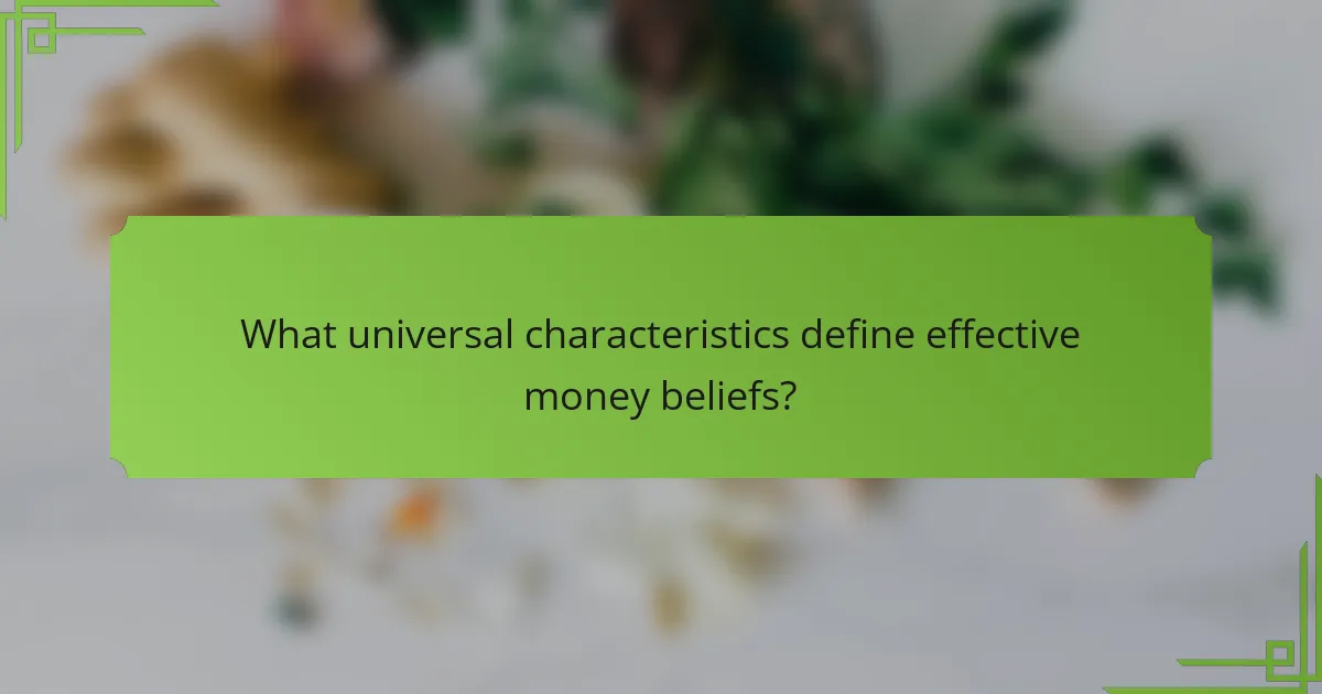 What universal characteristics define effective money beliefs?